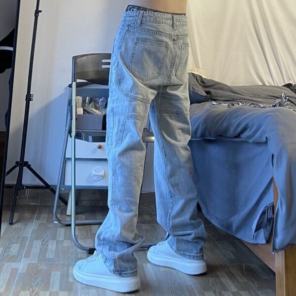 Unisex Tide Retro Wash Jeans - Image 4