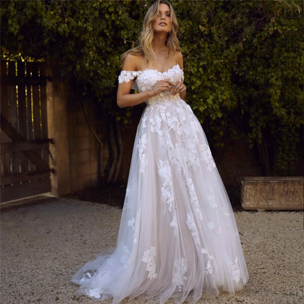Lace Wedding Dresses Off The Shoulder Appliques - Image 6