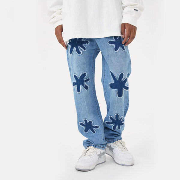 Unisex Burnt Flowers Jeans - Image 3