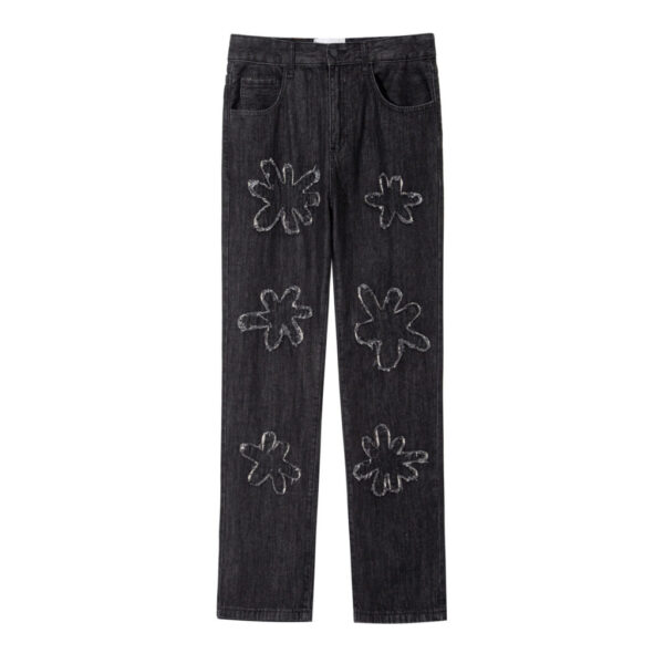 Unisex Burnt Flowers Jeans - Image 4