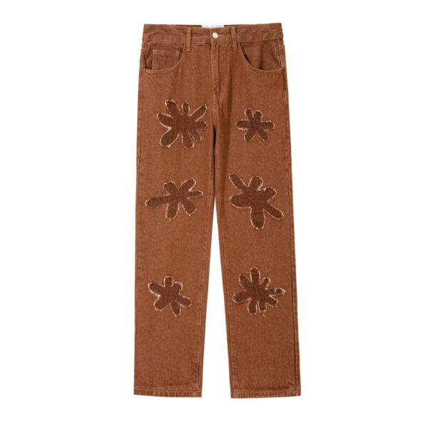 Unisex Burnt Flowers Jeans - Image 2