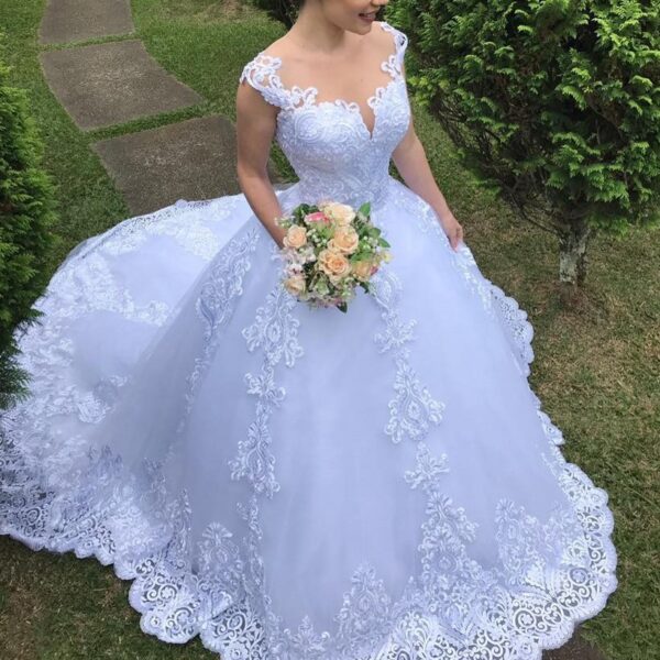 Wedding Dress White Vintage Lace - Image 3