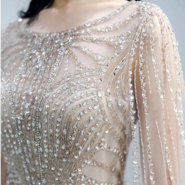 Fishtail Zipper Floating Sleeve Long Host Dress - Image 5