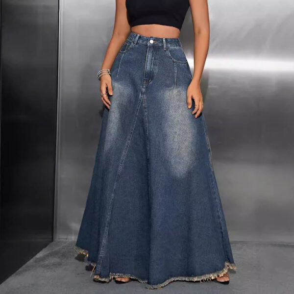 Women's Retro Jeans Skirt Length - Image 4