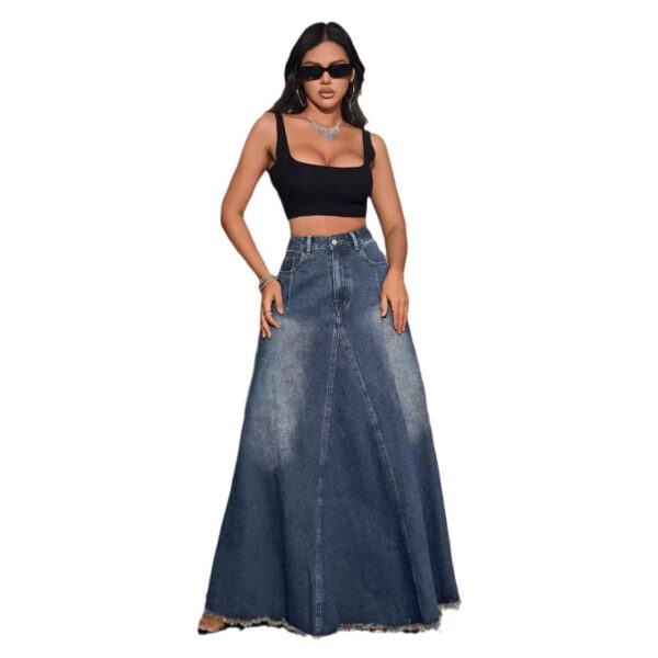 Women's Retro Jeans Skirt Length - Image 3