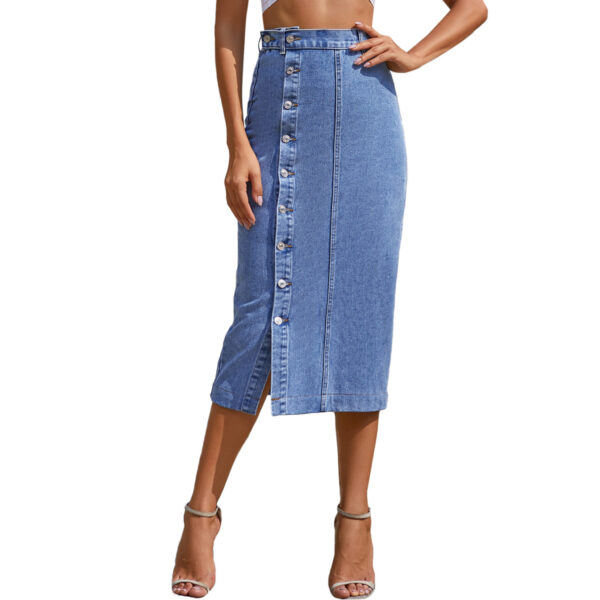 Slit denim High Waist Skirt - Image 9